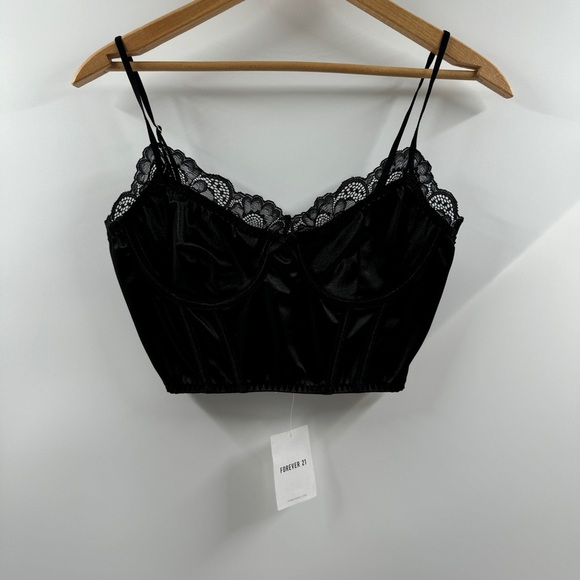 Forever 21 Black Lace Corset Bra Top | Size Medium - Picture 1 of 5